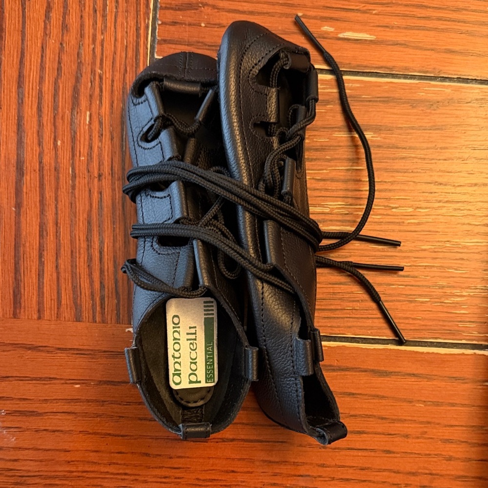 Antonio Pacelli Black Leather ghillie Dance Shoes